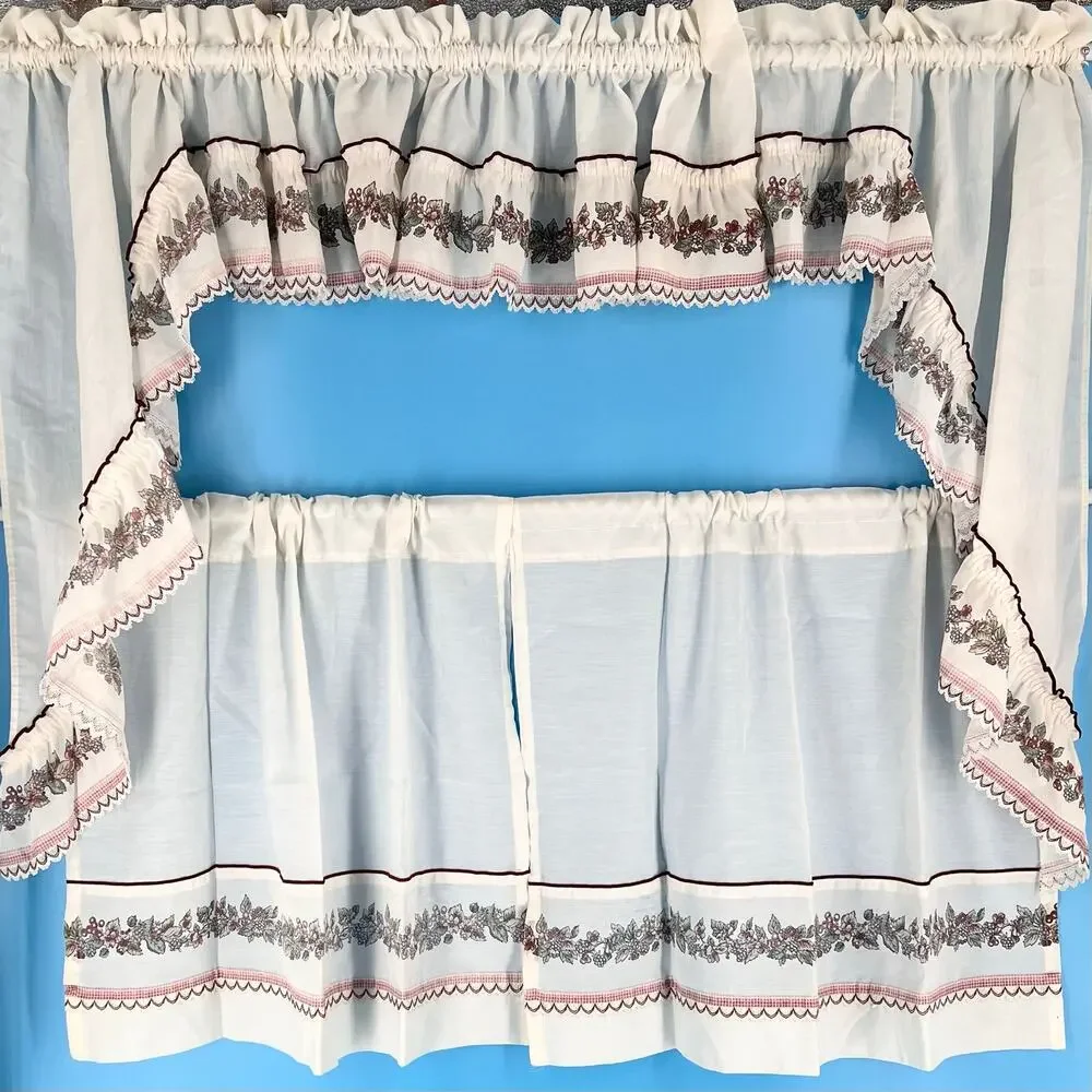 Vintage Cottagecore Kitchen Cafe Curtains 5 Piece Set